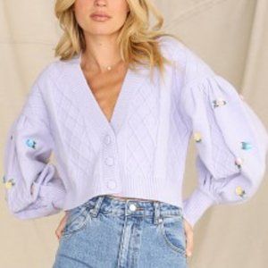For Love & Lemons Sutton Cardigan Lavender
